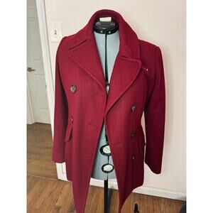 Calvin Klein Classic Women’s Red Wool Blend Peacoat Double Breasted Coat Size 4